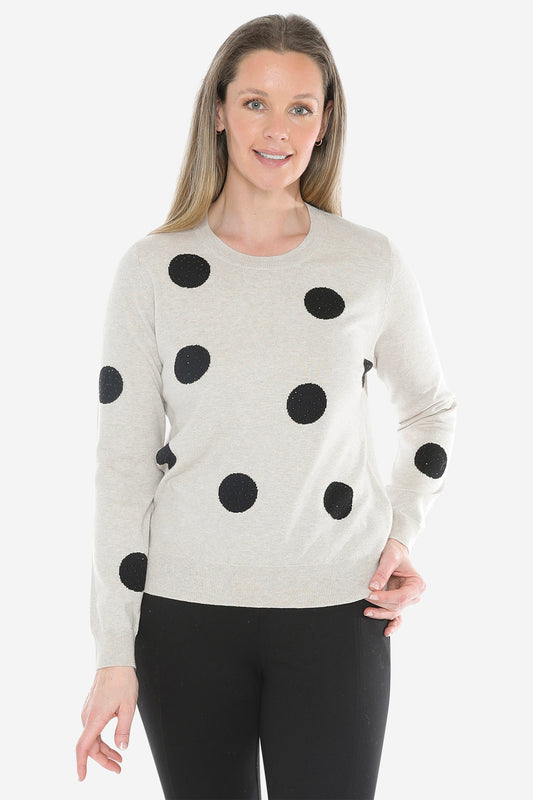 Diamante Spot Pullover in Stone Marle