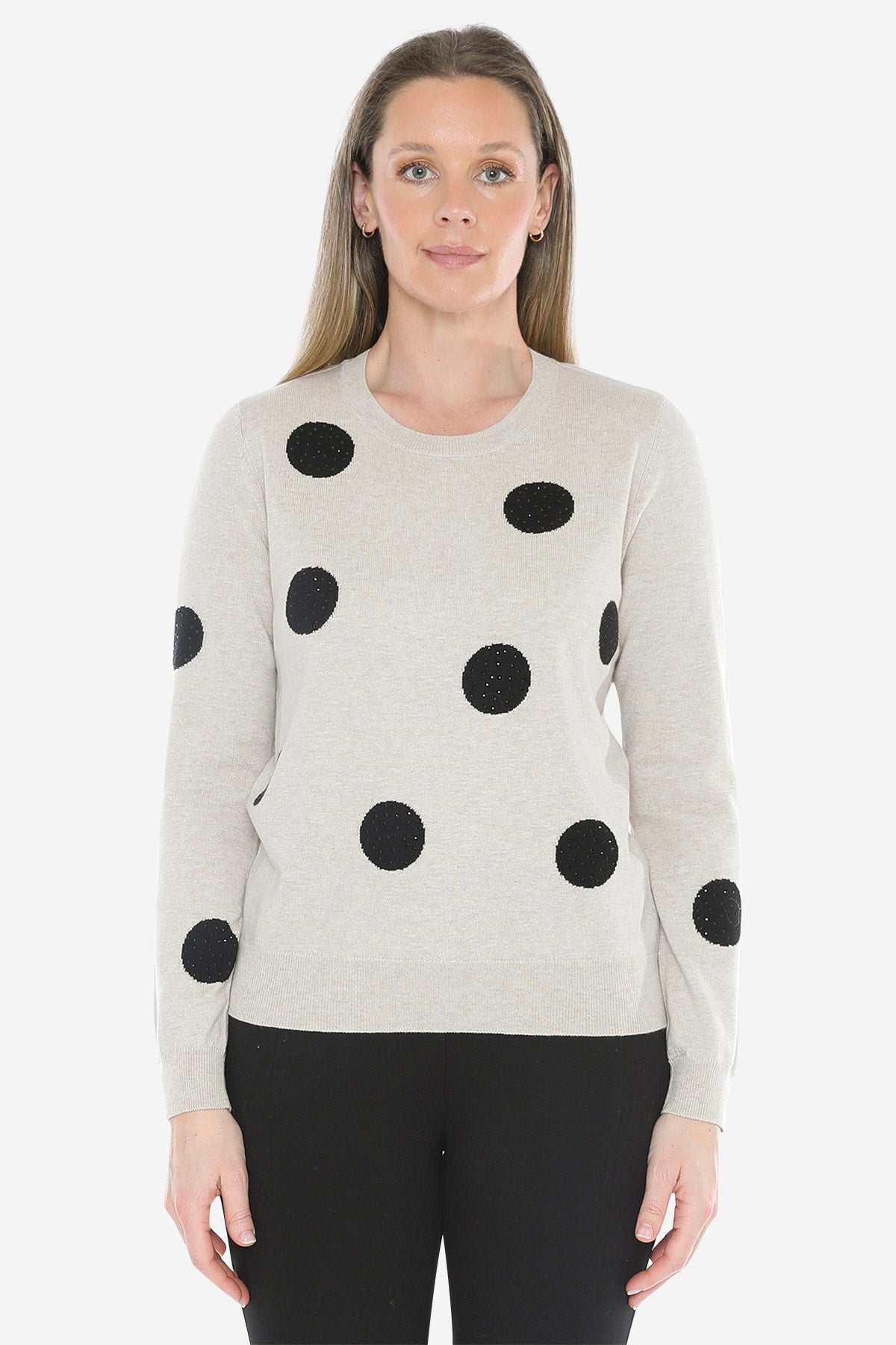 Diamante Spot Pullover in Stone Marle