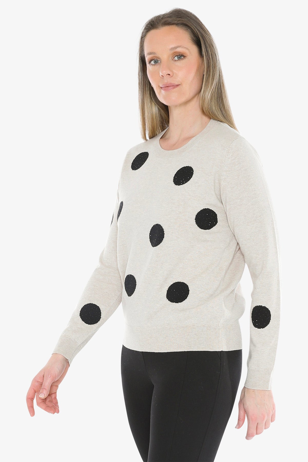 Diamante Spot Pullover in Stone Marle