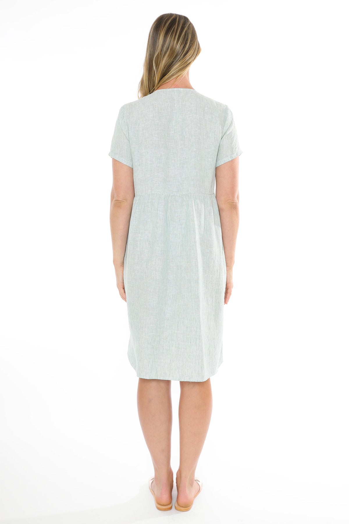 Women's Core Stripe Dress in Green and White