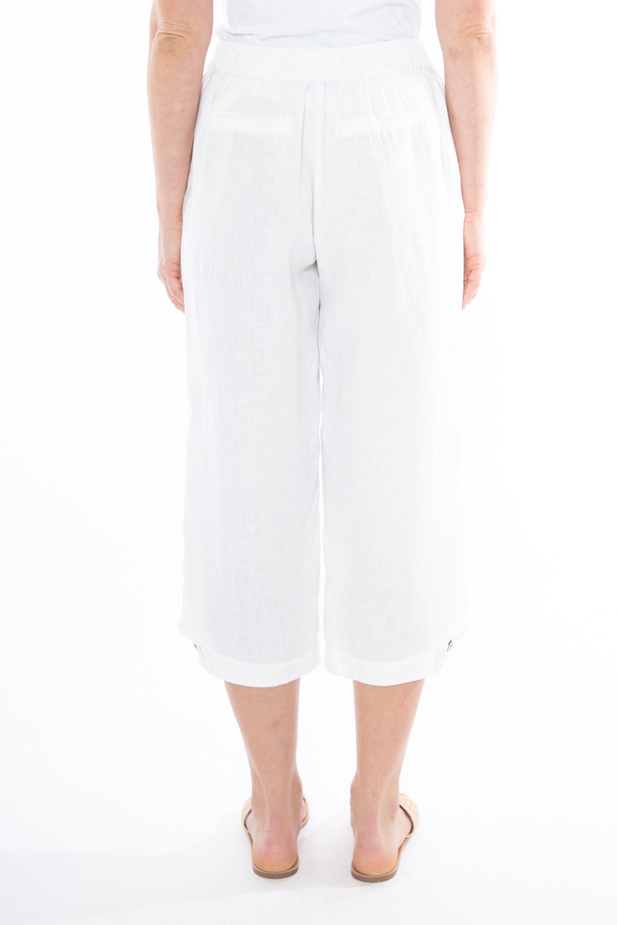 Women's 3/4 Pleat Detail Pant in White