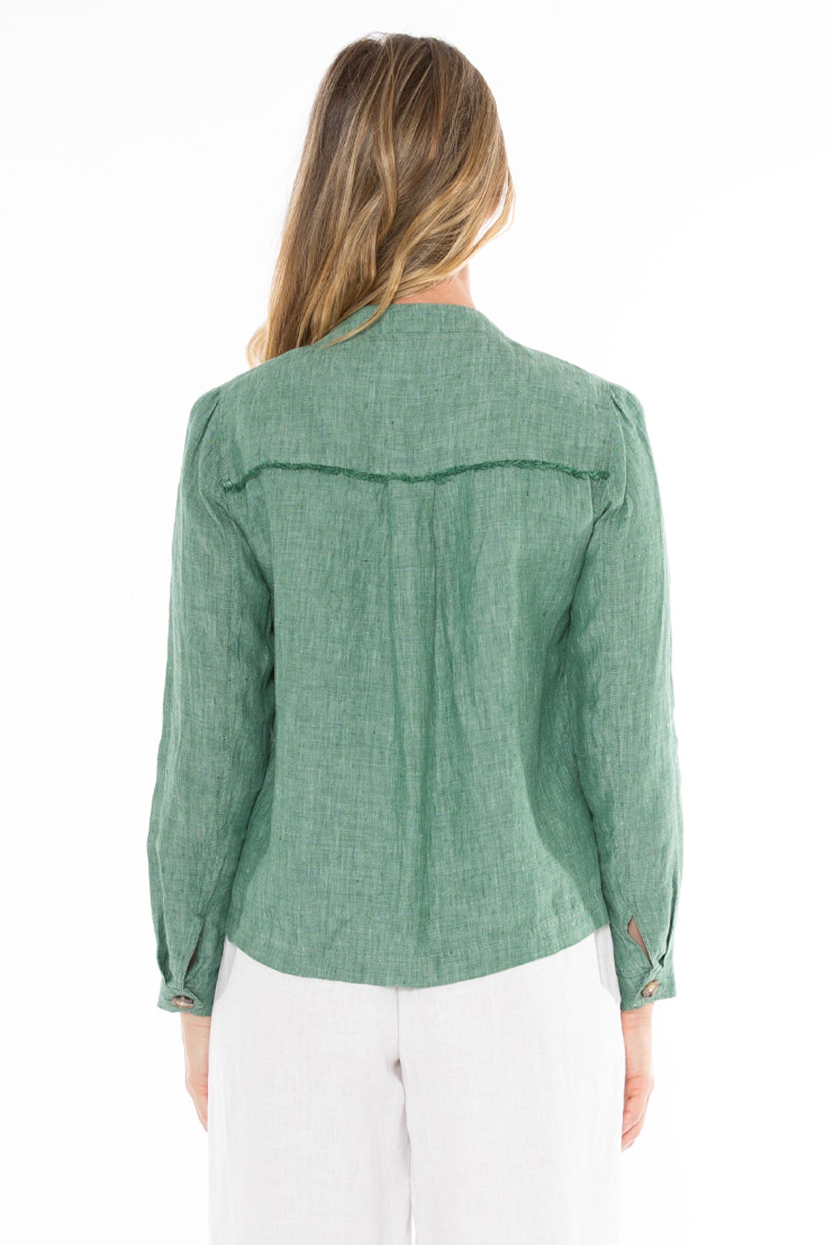 Women s Boxy Linen Jacket in Green