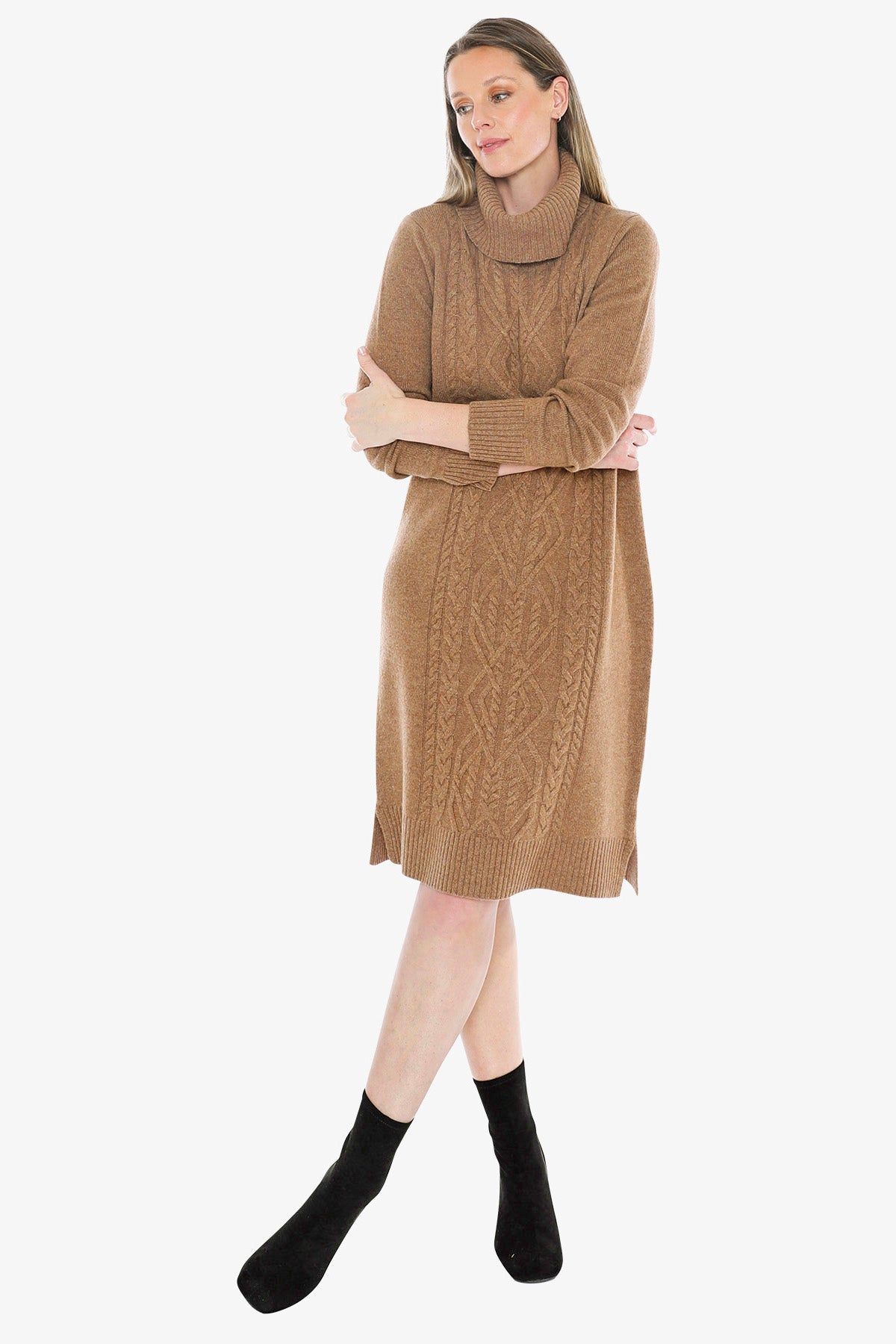 Cable Detail Dress in Walnut