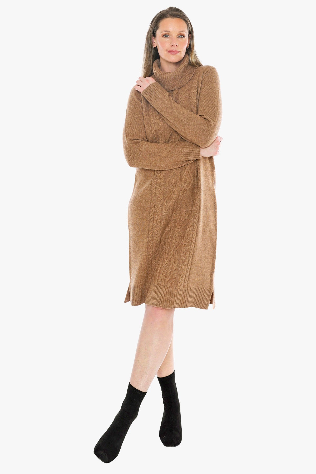 Cable Detail Dress in Walnut