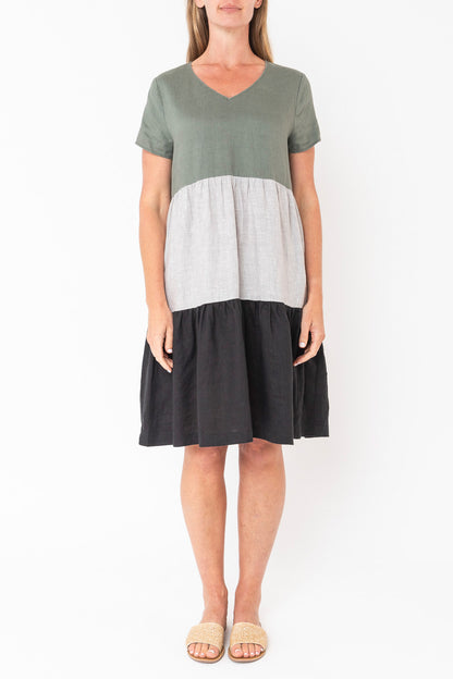 Colour Block Dress Khaki