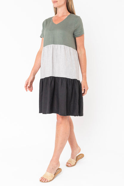 Colour Block Dress Khaki