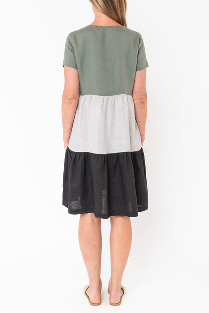 Colour Block Dress Khaki