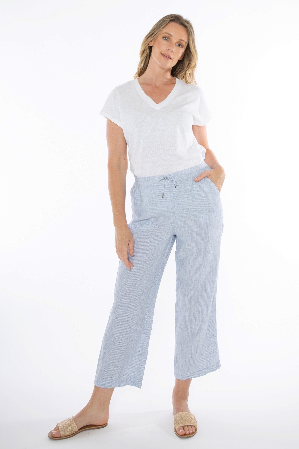 Women's Core Stripe Pant in Blue and White