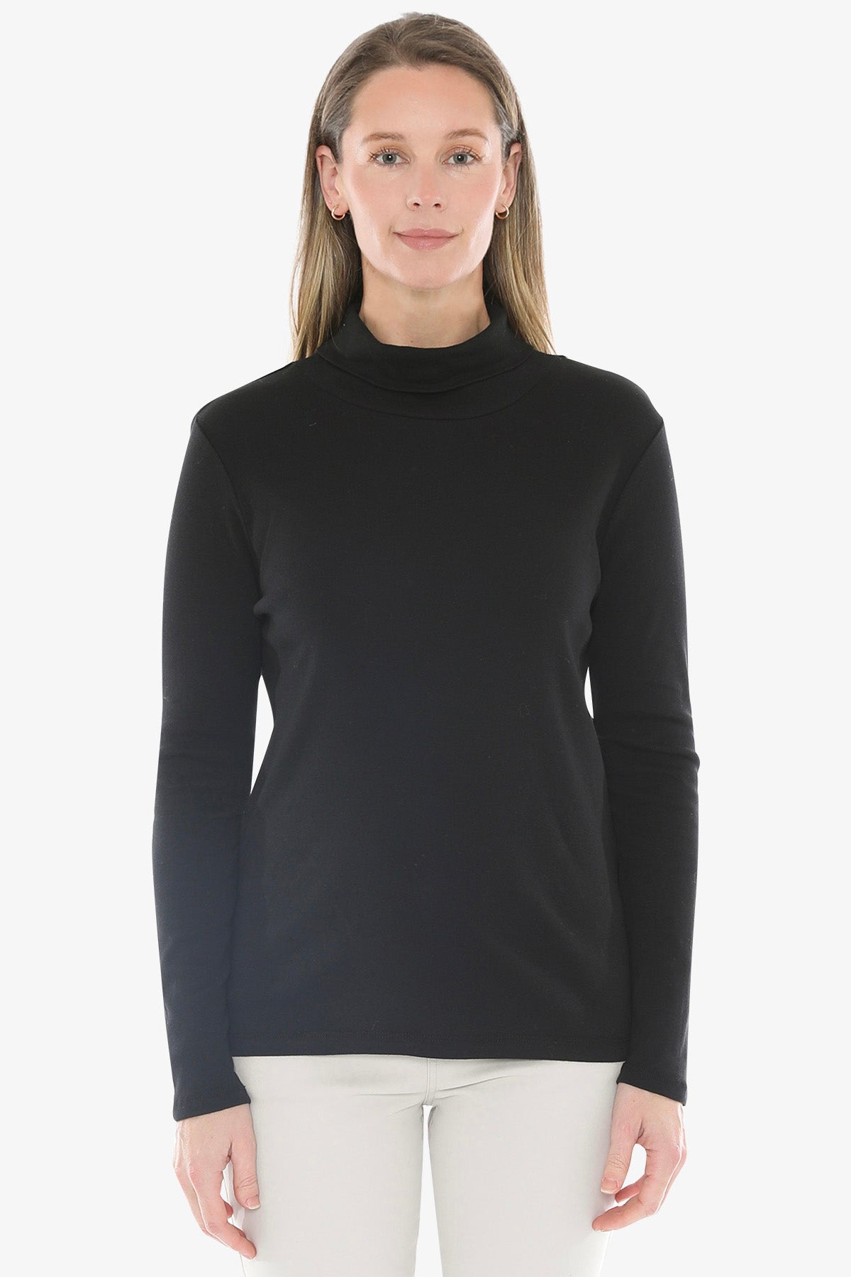 Cotton Roll Neck Skivvy in Black