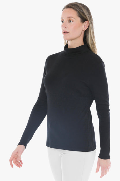 Cotton Roll Neck Skivvy in Black