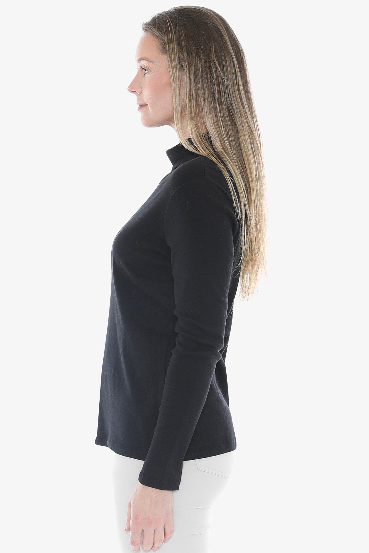 Cotton Roll Neck Skivvy in Black