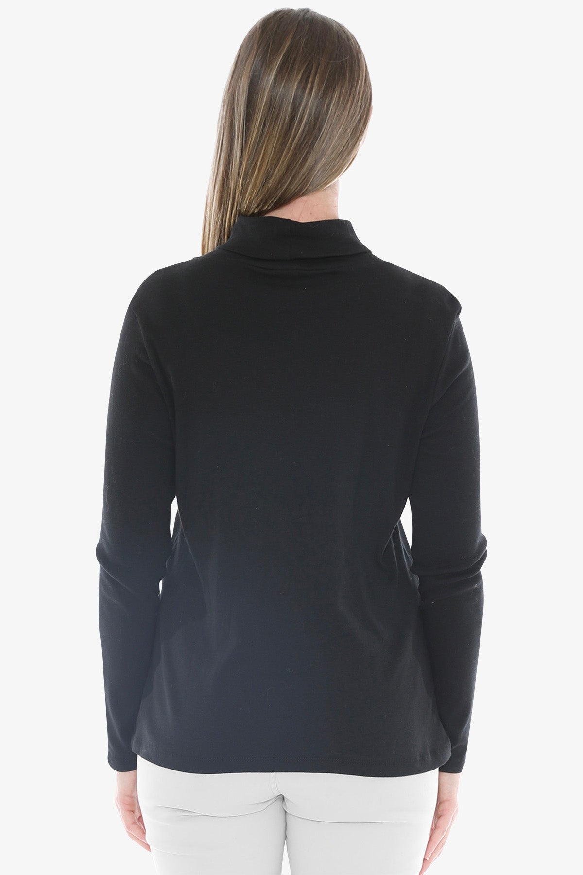 Cotton Roll Neck Skivvy in Black