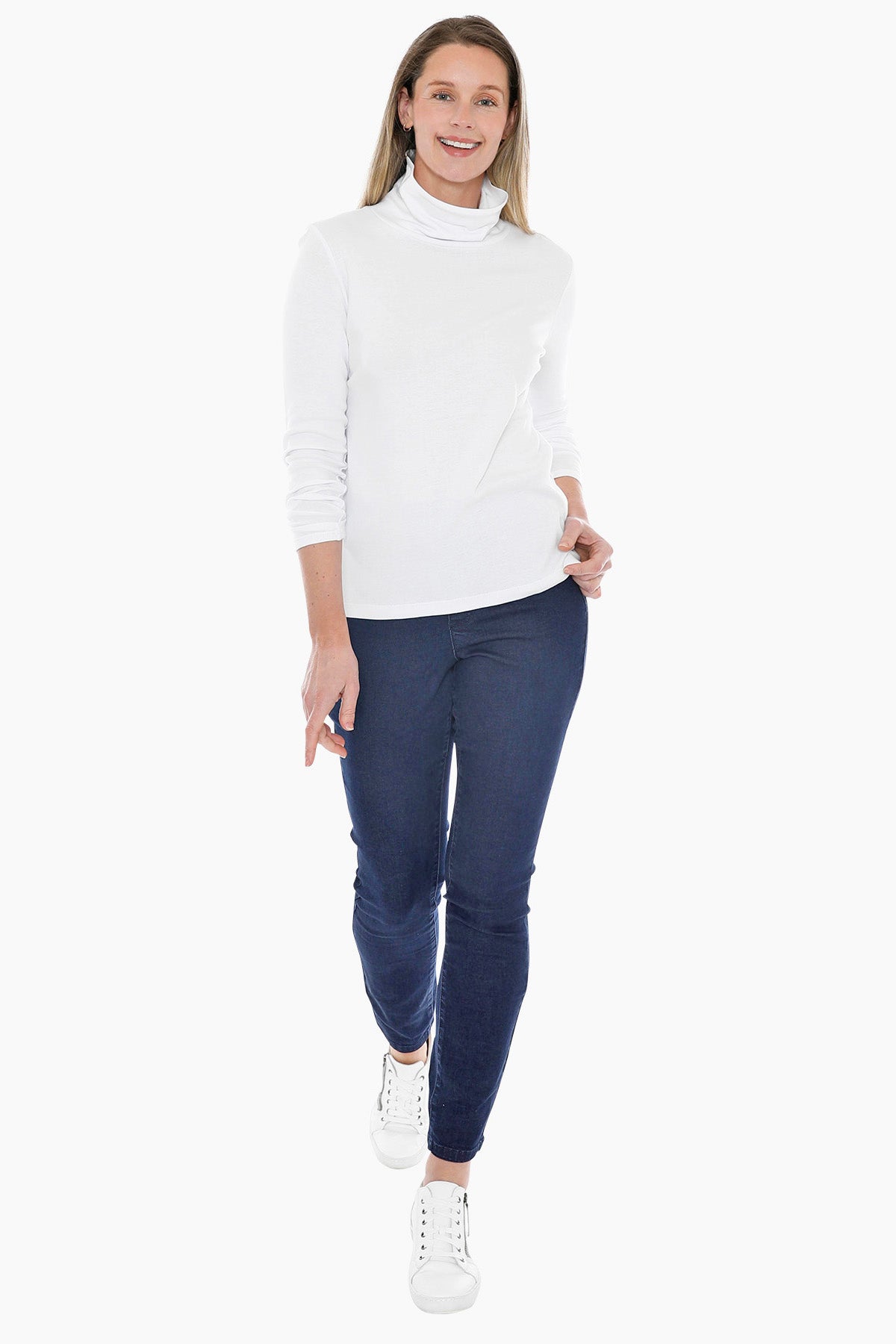 Cotton Roll Neck Skivvy in White