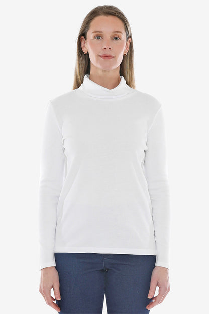 Cotton Roll Neck Skivvy in White