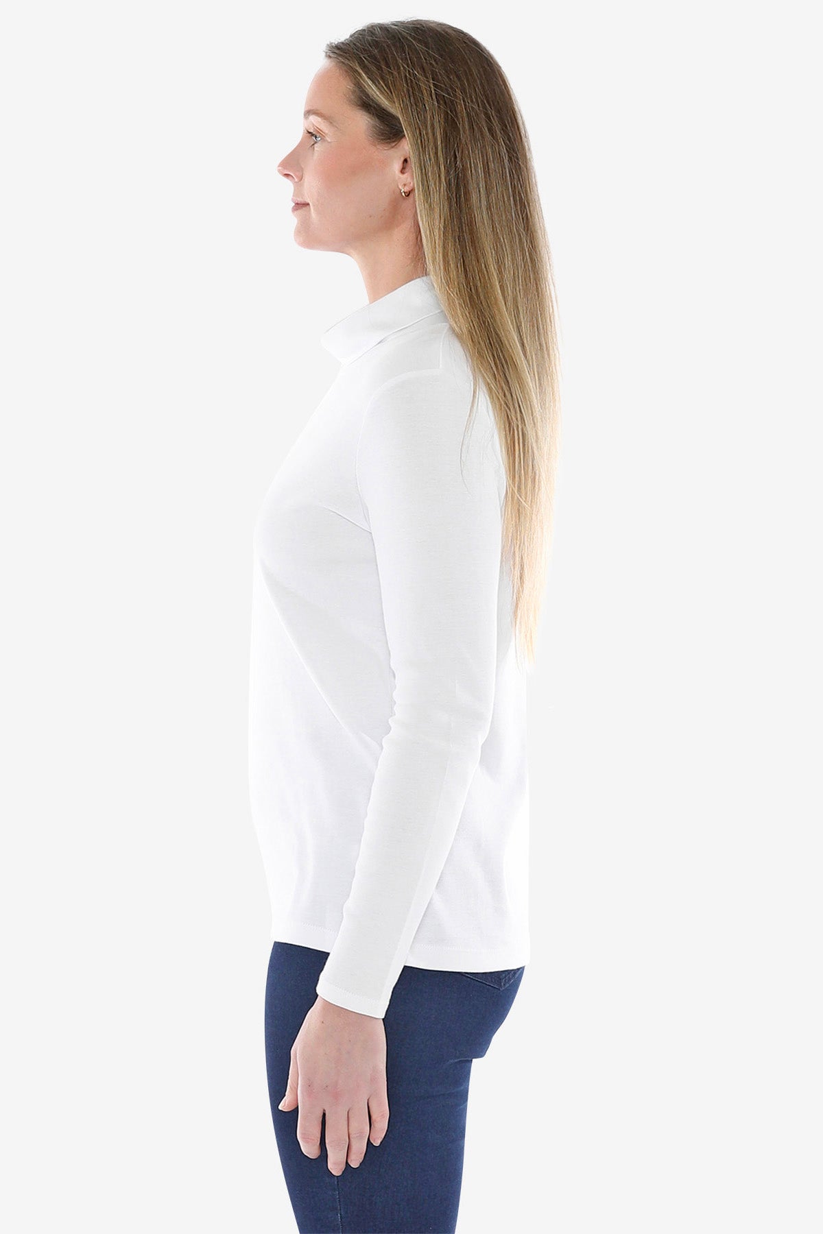 Cotton Roll Neck Skivvy in White