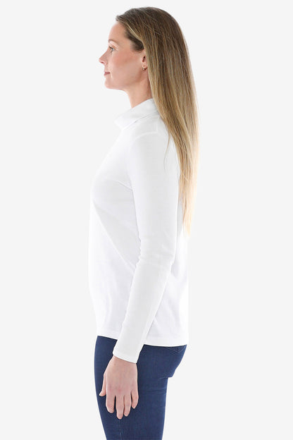 Cotton Roll Neck Skivvy in White