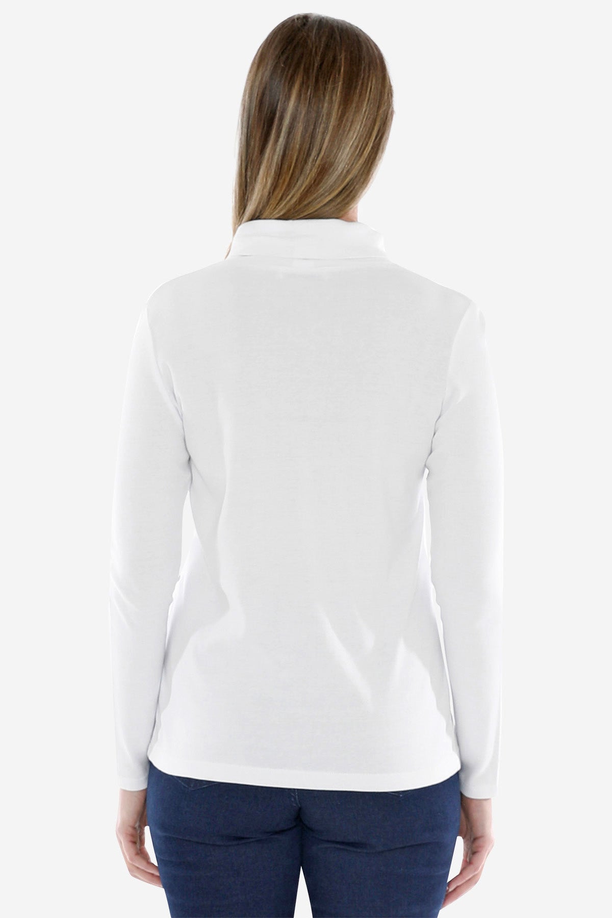 Cotton Roll Neck Skivvy in White