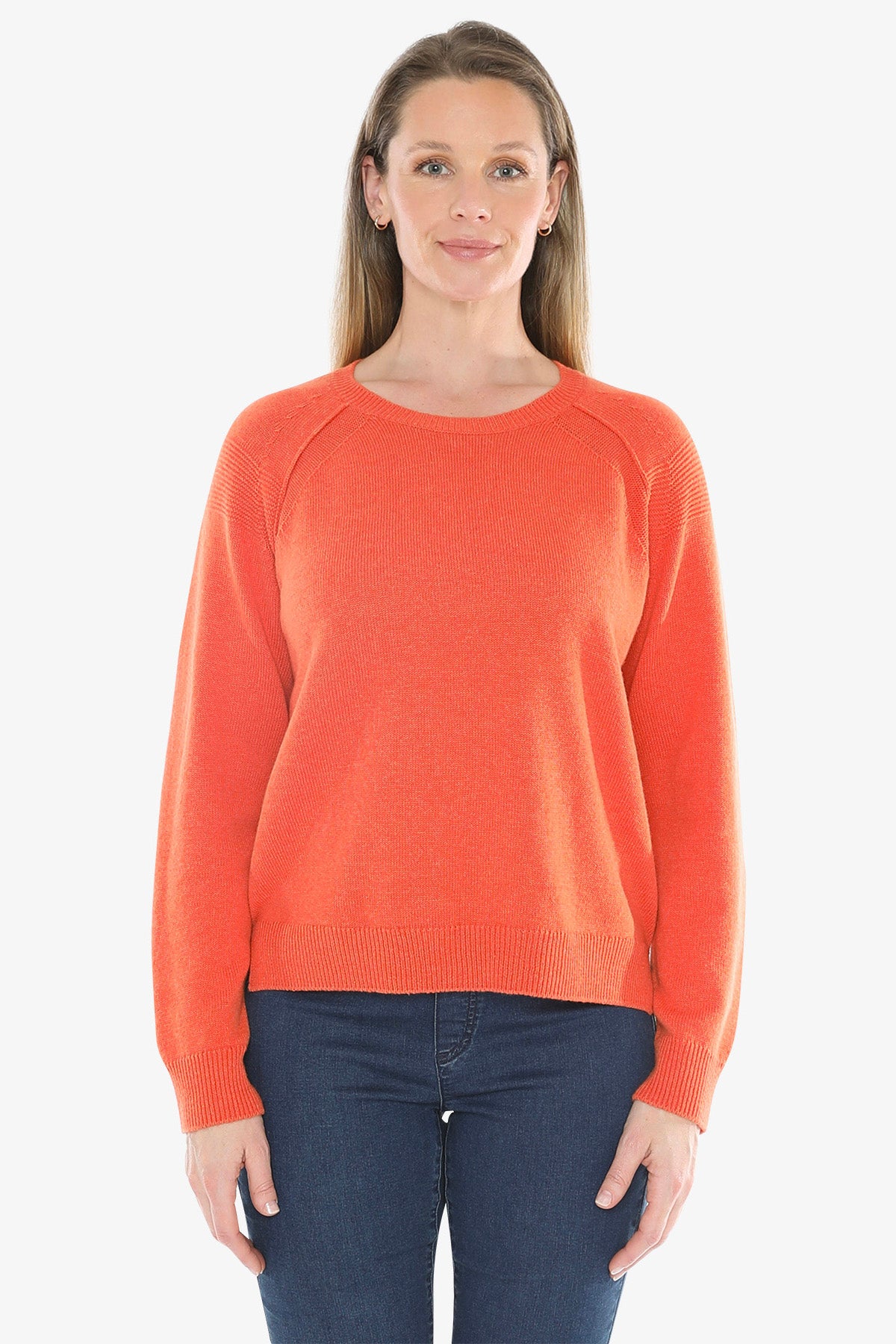 Detail Raglan Pullover in Nectarine