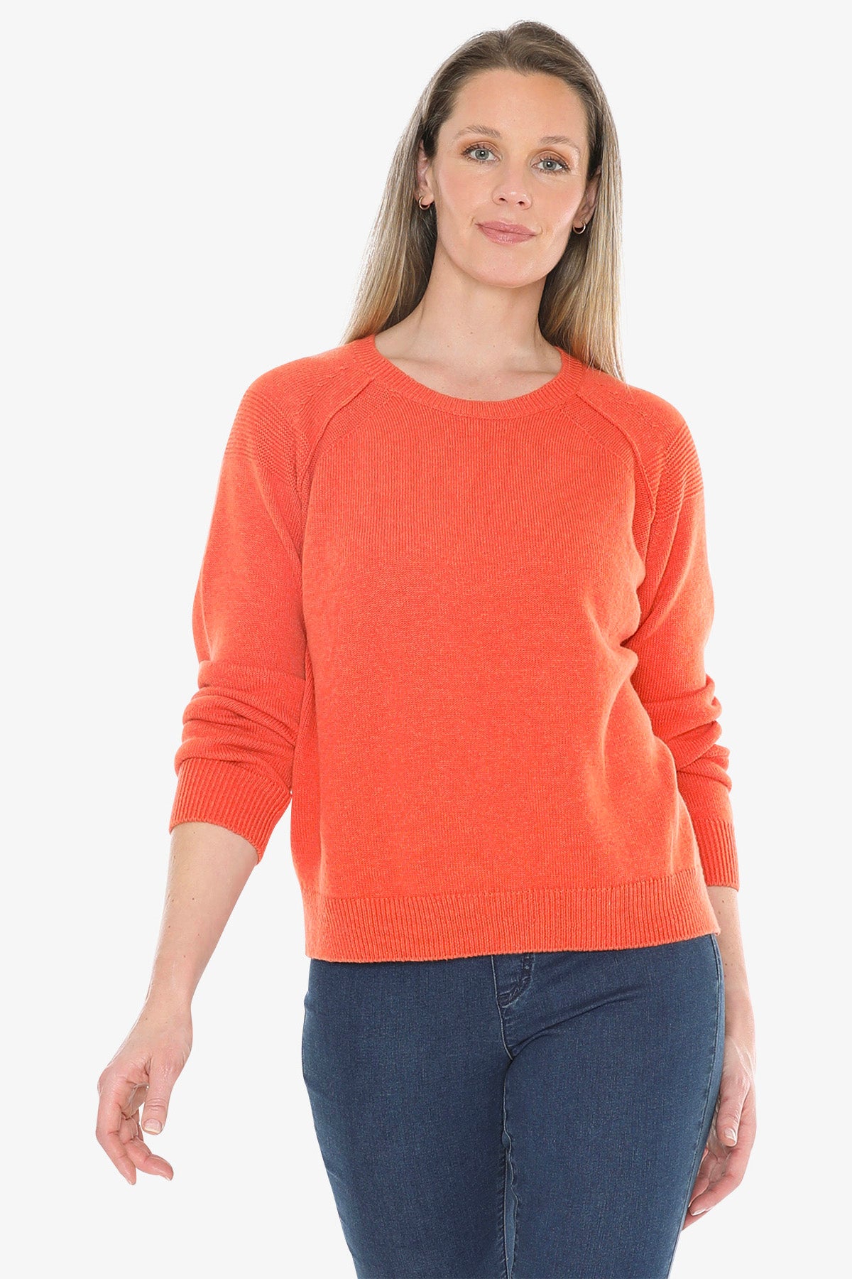 Detail Raglan Pullover in Nectarine