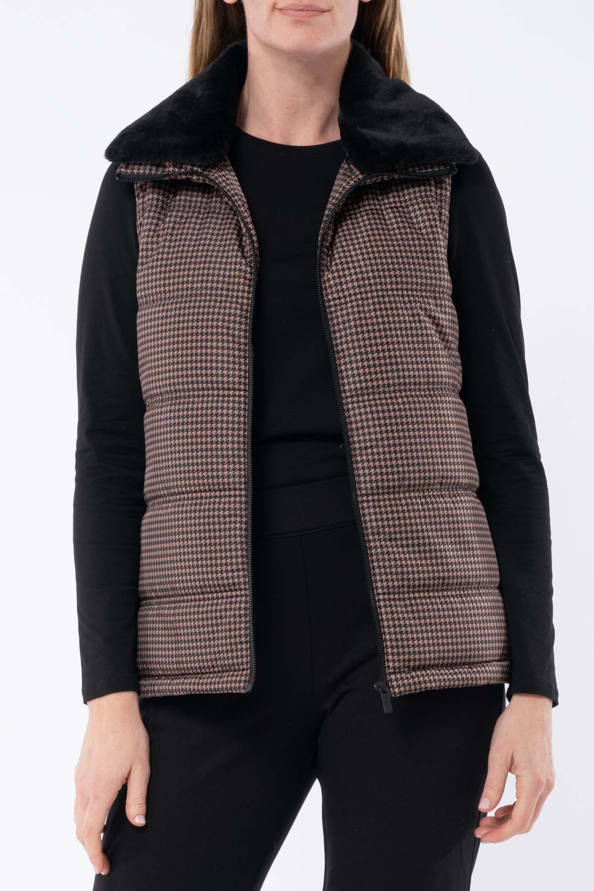 Houndstooth Puffer Vest