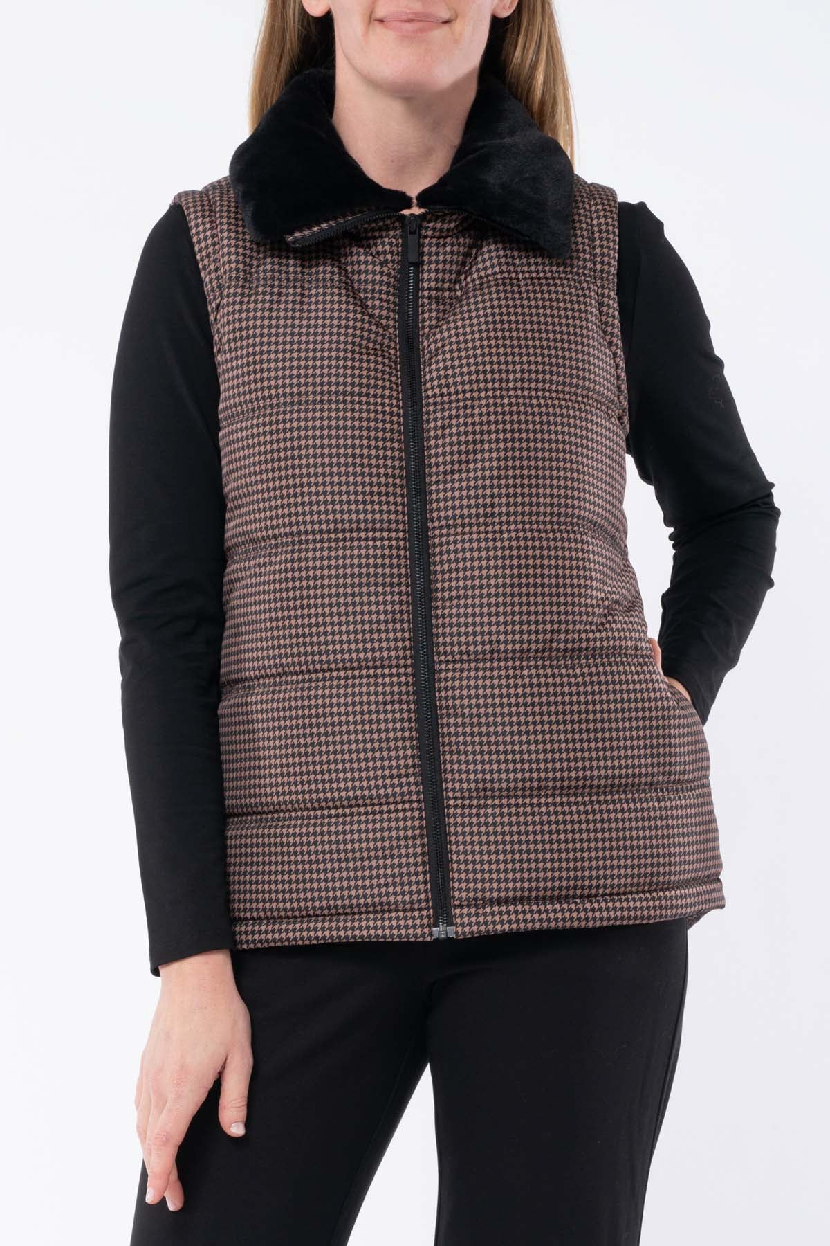 Houndstooth Puffer Vest