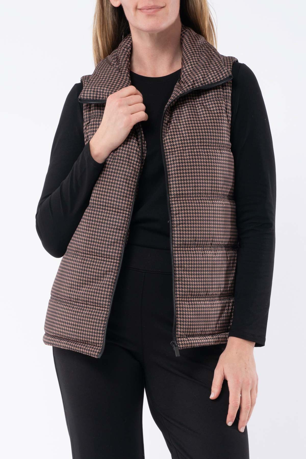 Houndstooth Puffer Vest