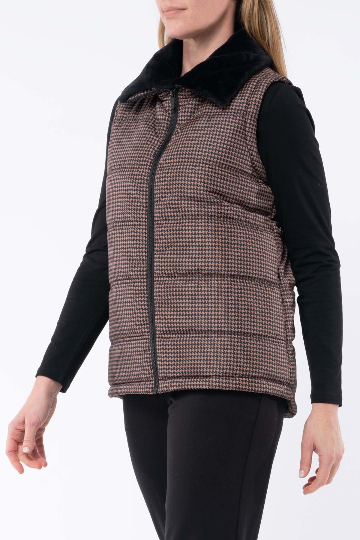 Houndstooth Puffer Vest