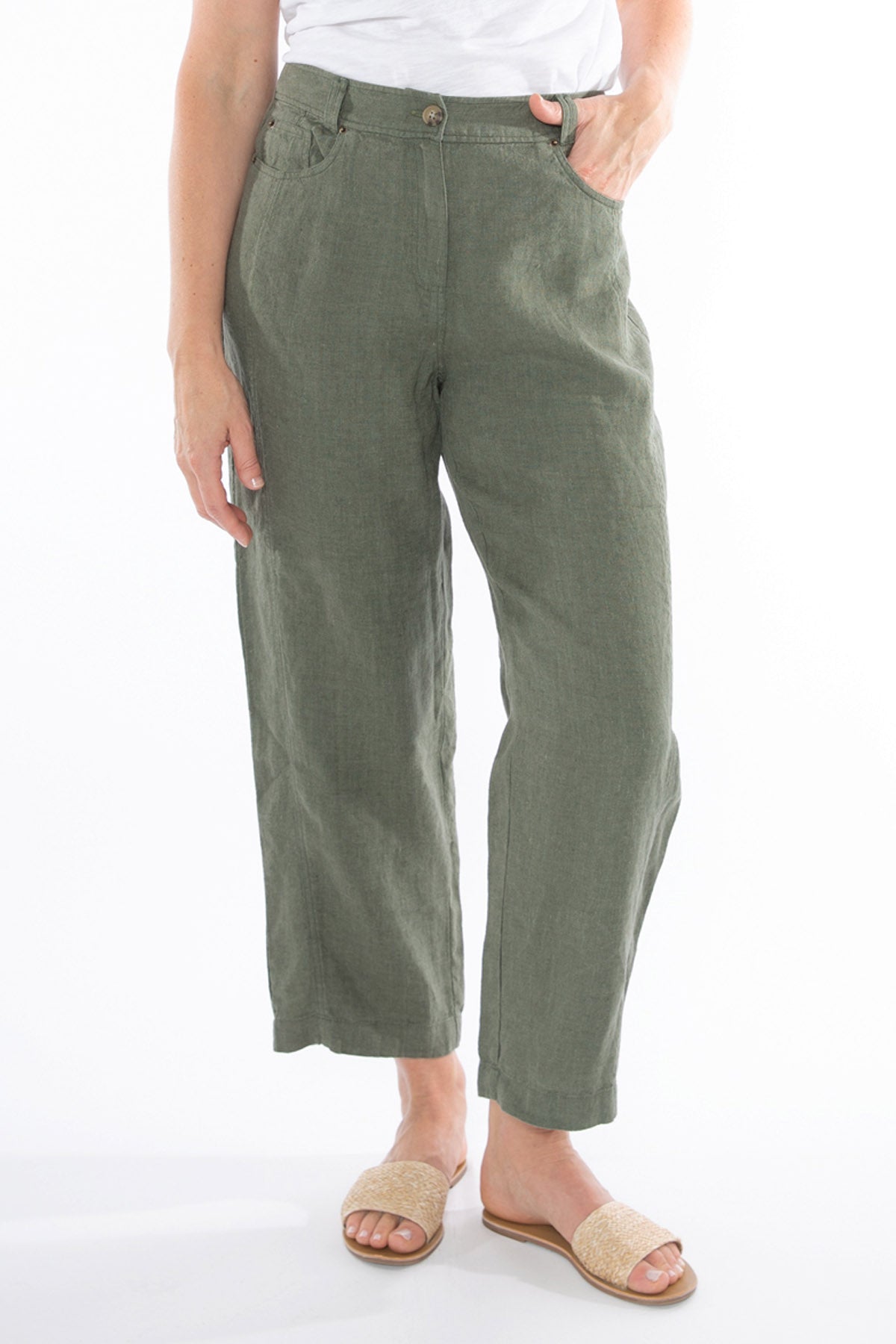 Women's Linen Jean in Green