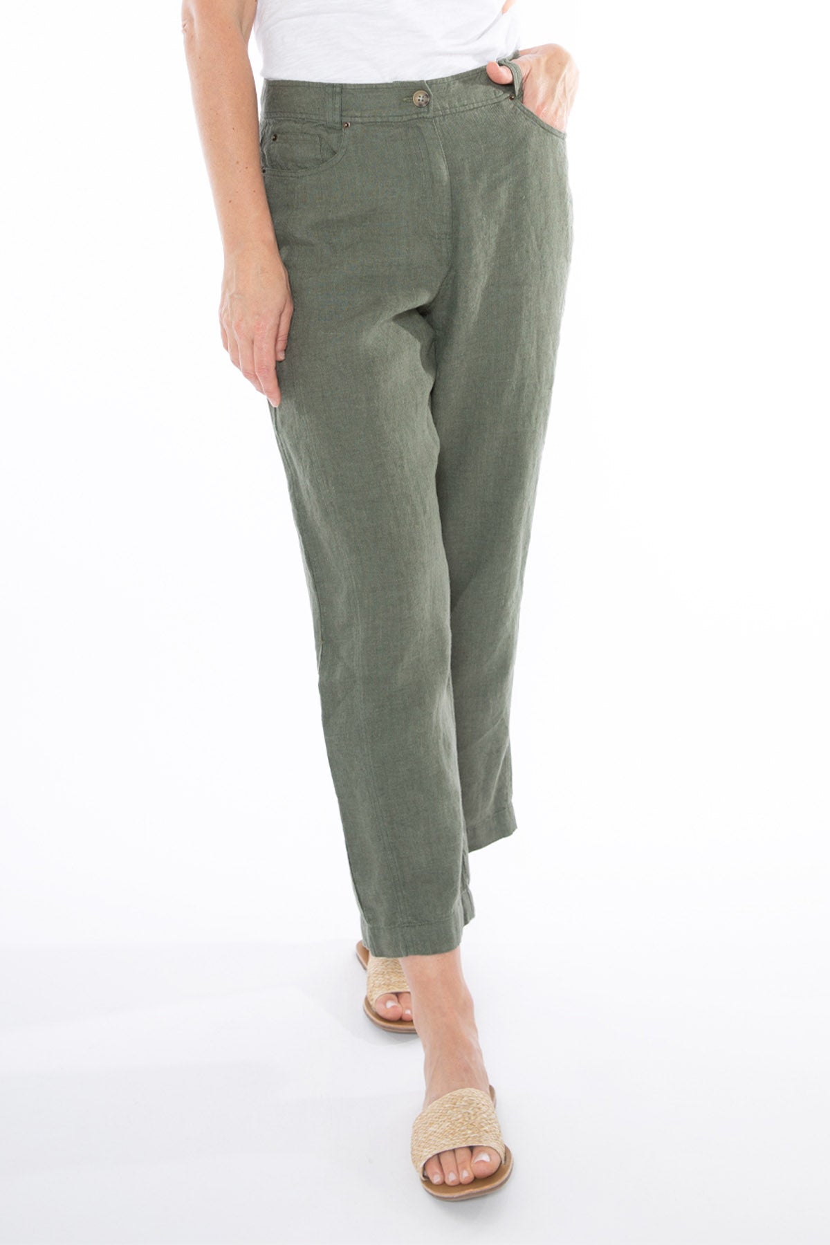 Women's Linen Jean in Green