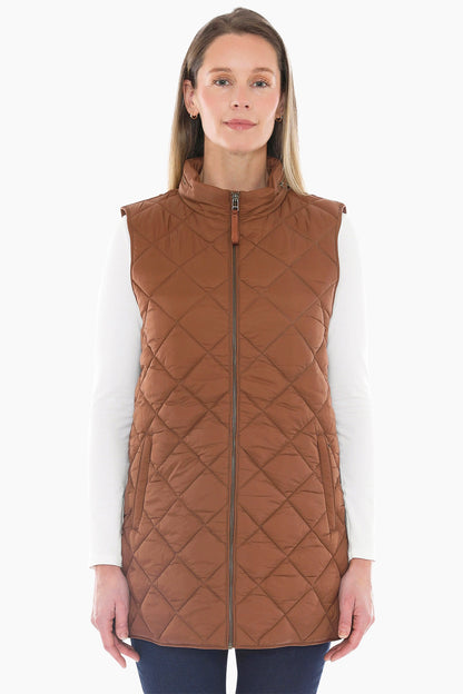 Longline Puffer Vest in Cinnamon