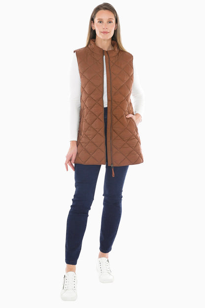 Longline Puffer Vest in Cinnamon