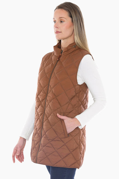 Longline Puffer Vest in Cinnamon