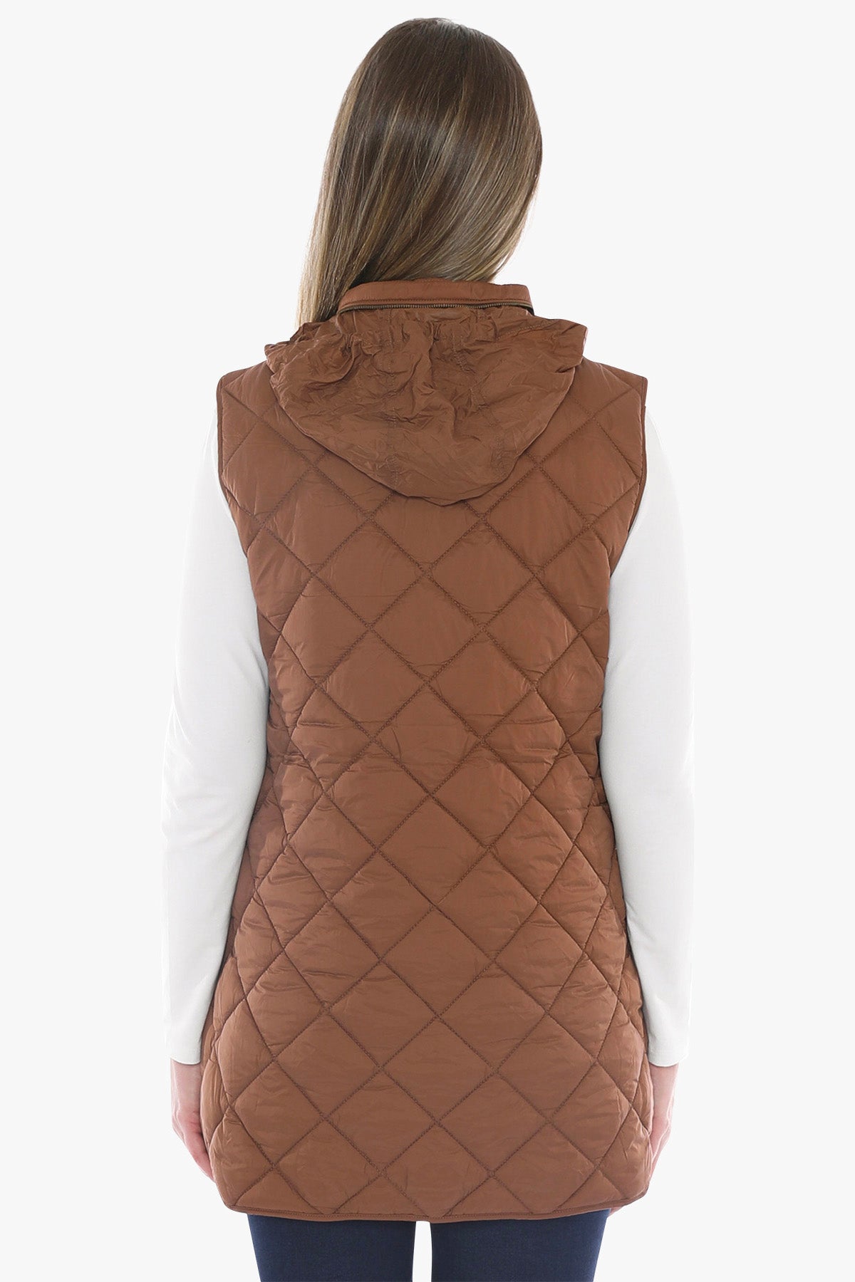 Longline Puffer Vest in Cinnamon