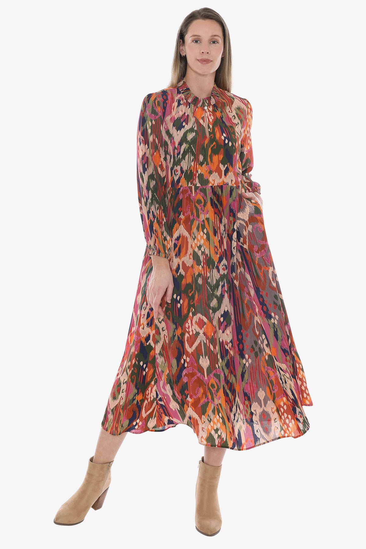 Opulent Ikat Dress in Multi