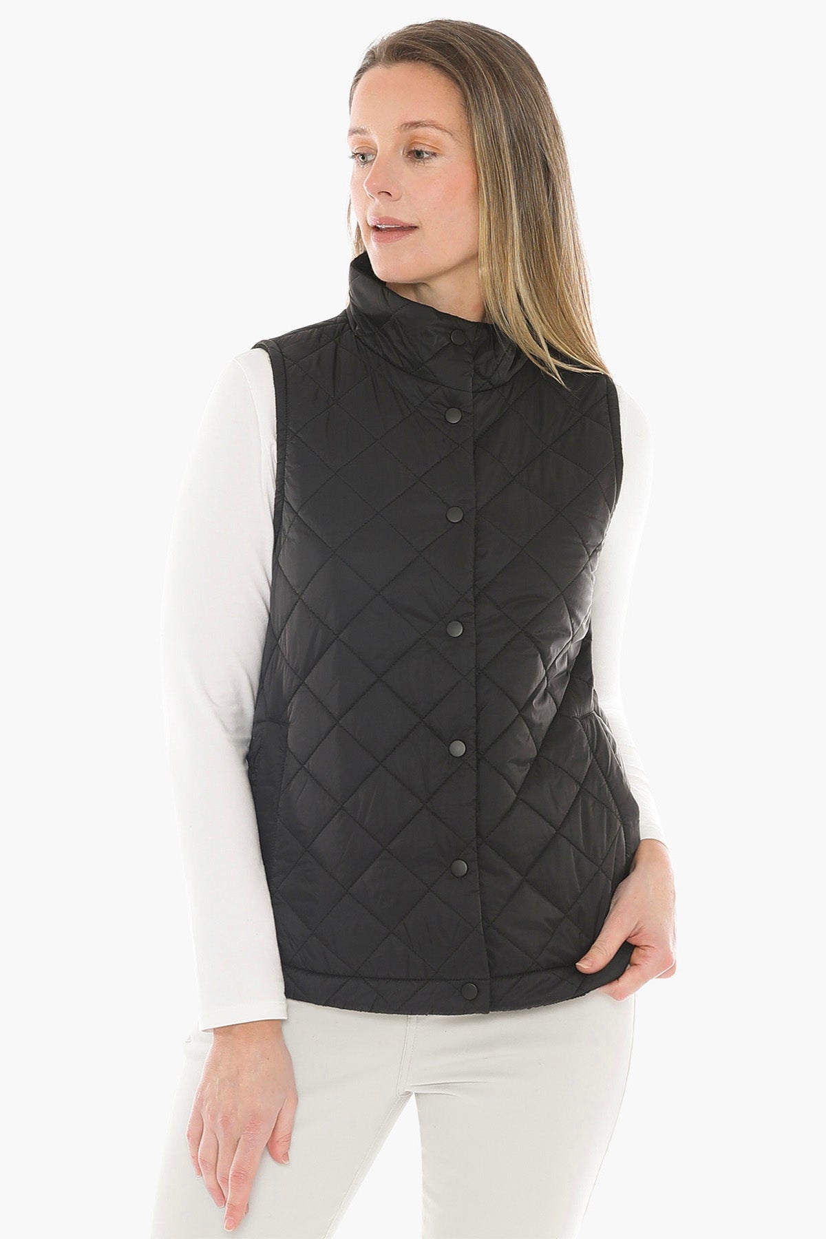 Reversible Quilted Vest in Black