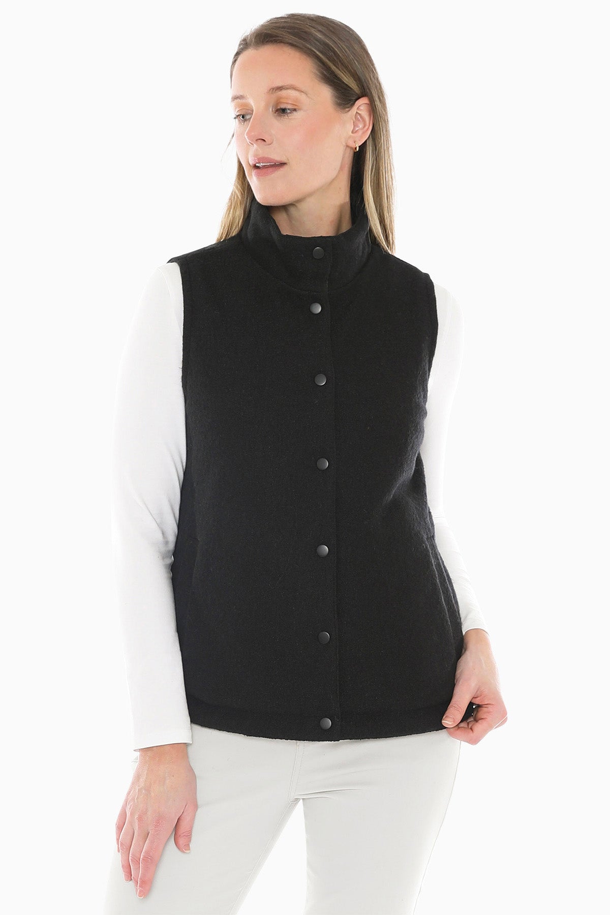 Reversible Quilted Vest in Black