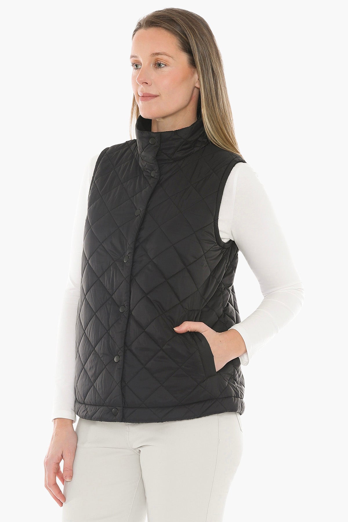 Reversible Quilted Vest in Black