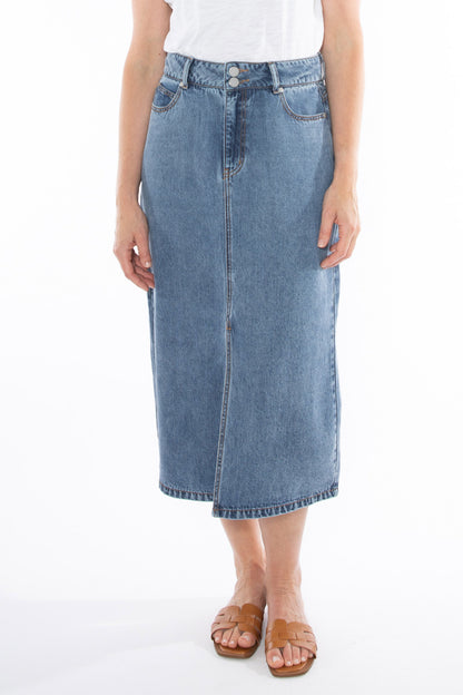 Women's Soft Denim Skirt in Blue