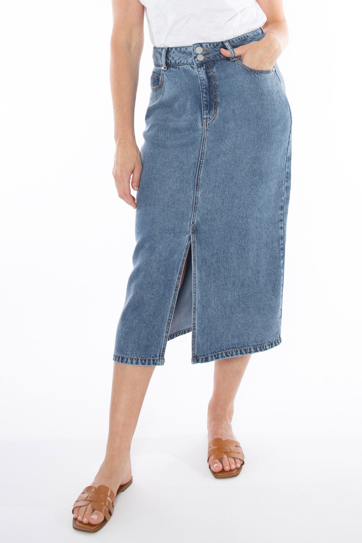 Women's Soft Denim Skirt in Blue