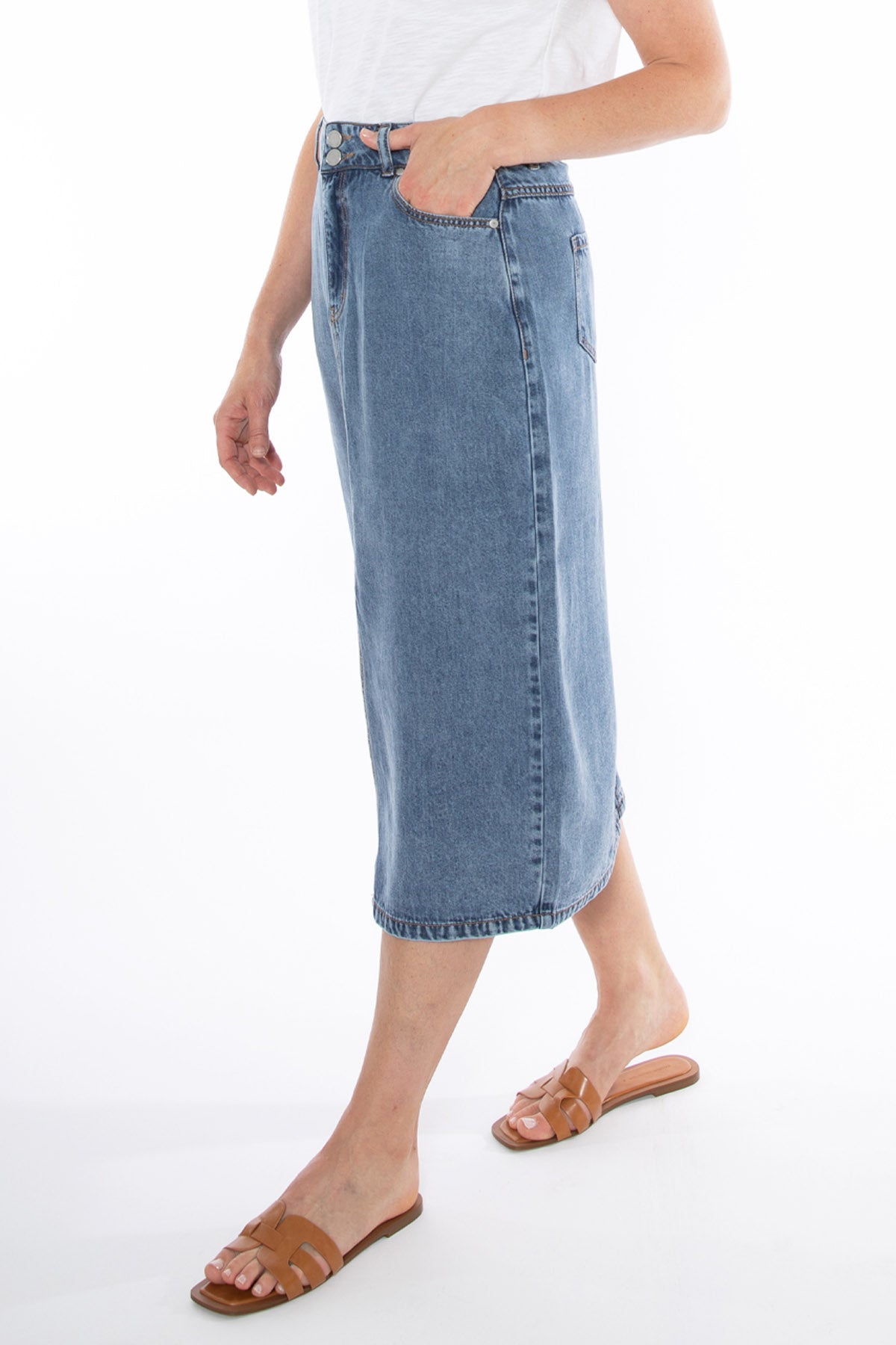 Women's Soft Denim Skirt in Blue