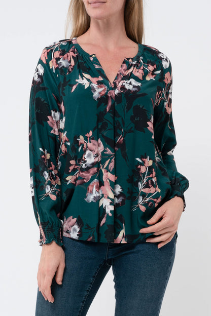 Split Neck Winter Leaf Top