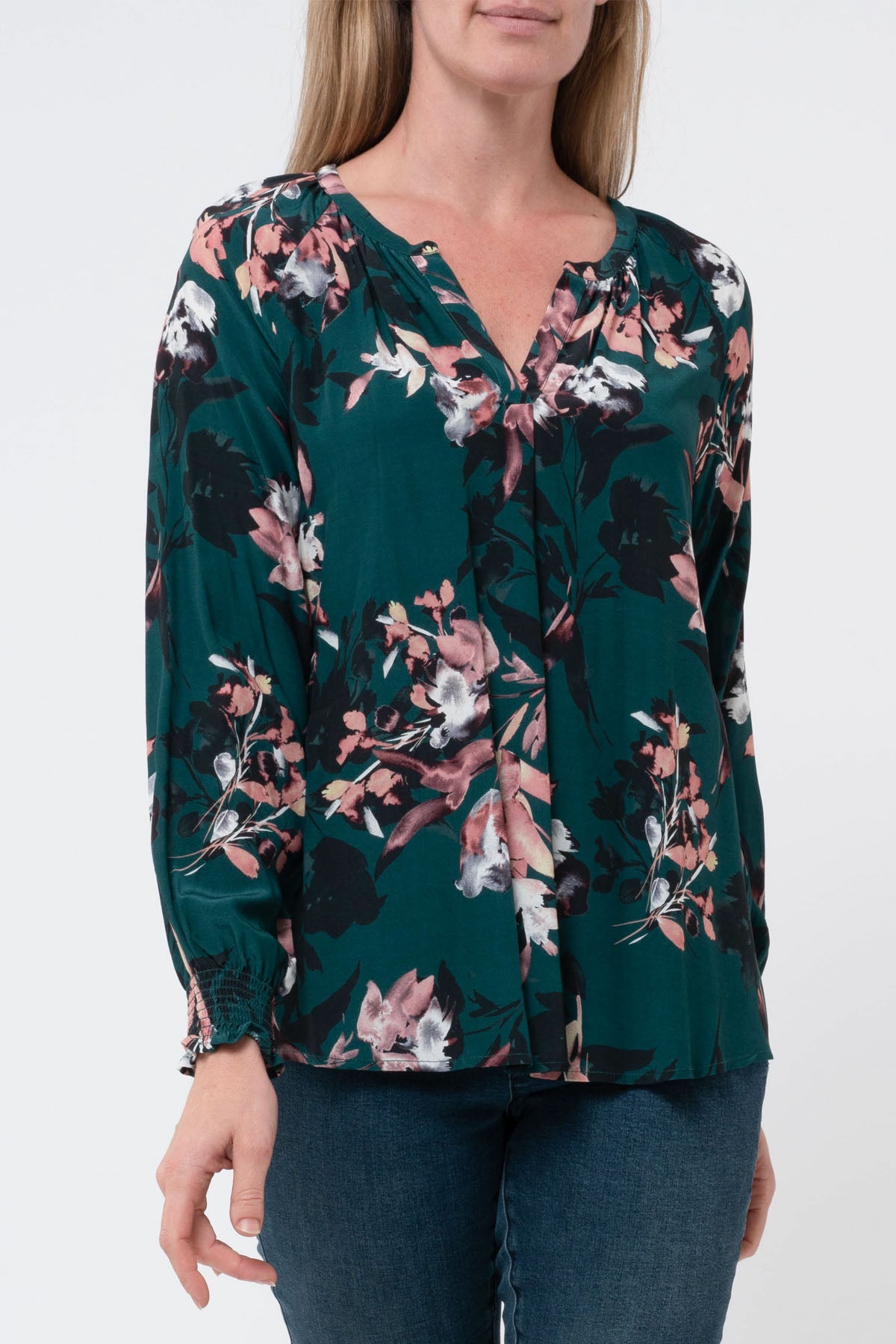 Split Neck Winter Leaf Top