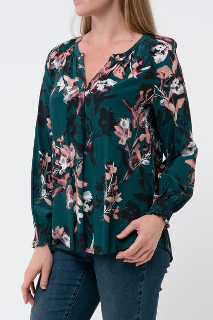 Split Neck Winter Leaf Top