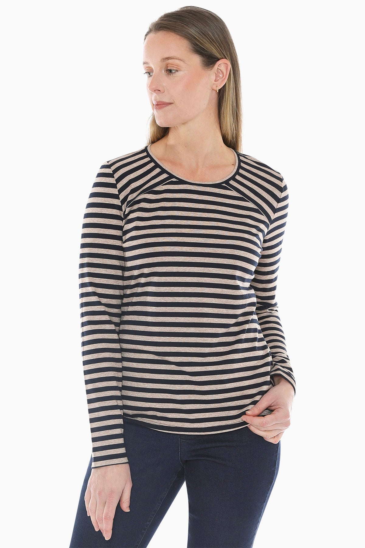 Stripe Crew in Navy/Oat