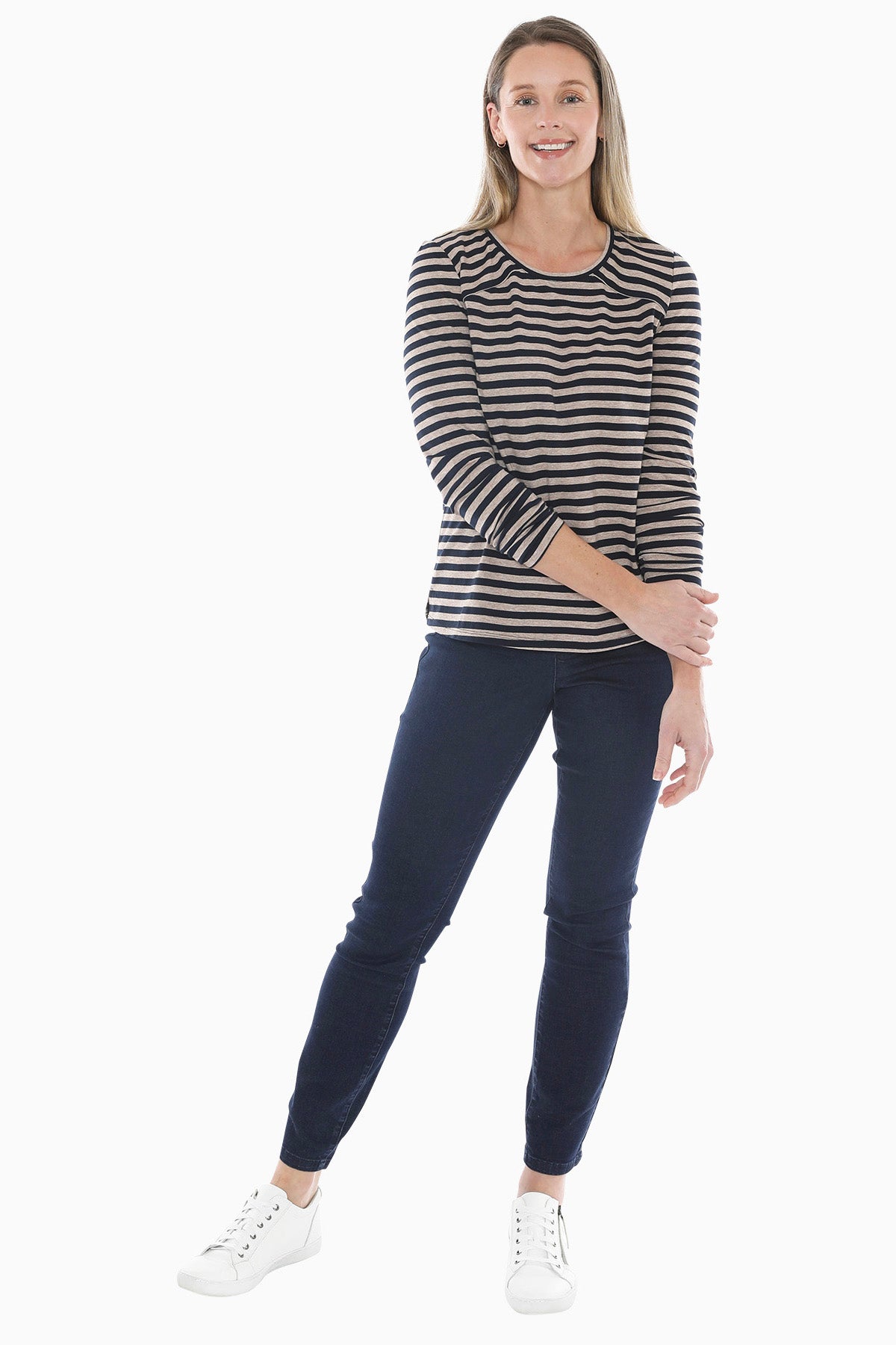 Stripe Crew in Navy/Oat