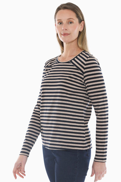 Stripe Crew in Navy/Oat