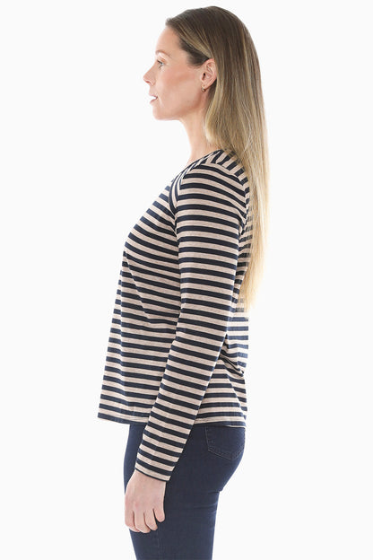 Stripe Crew in Navy/Oat