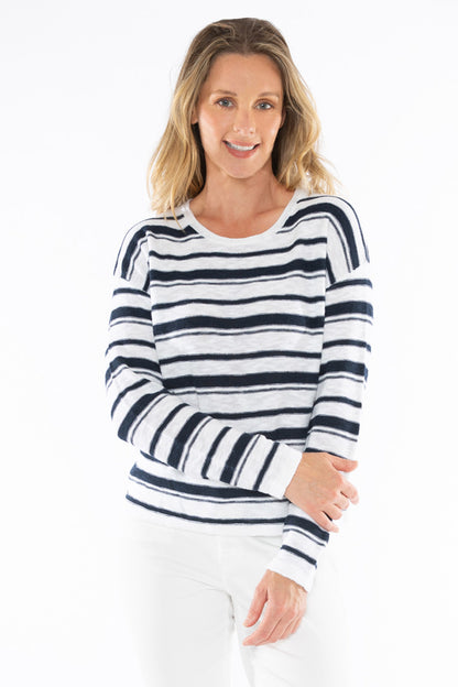 Women's Stripe Pullover in Blue and White