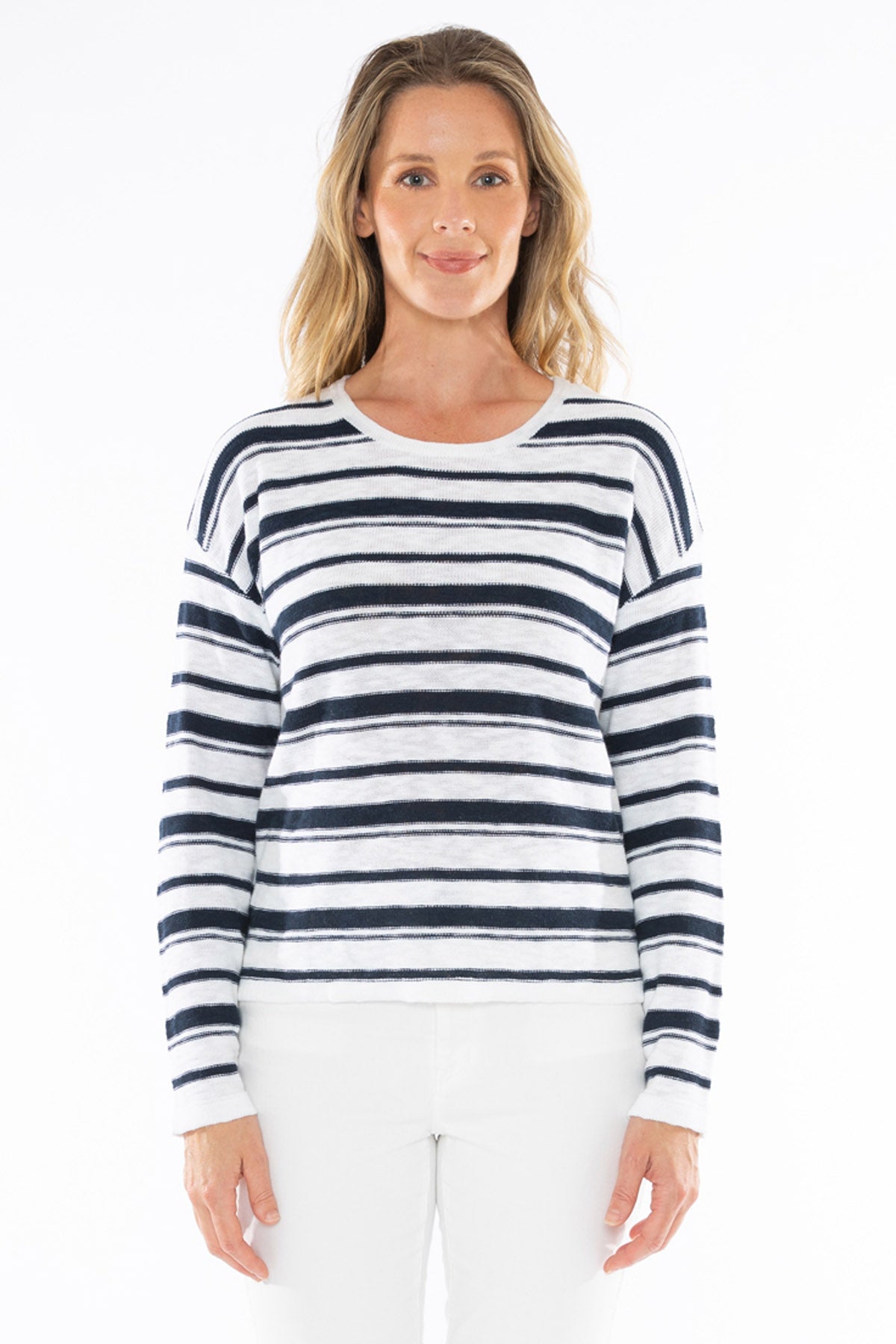 Women's Stripe Pullover in Blue and White