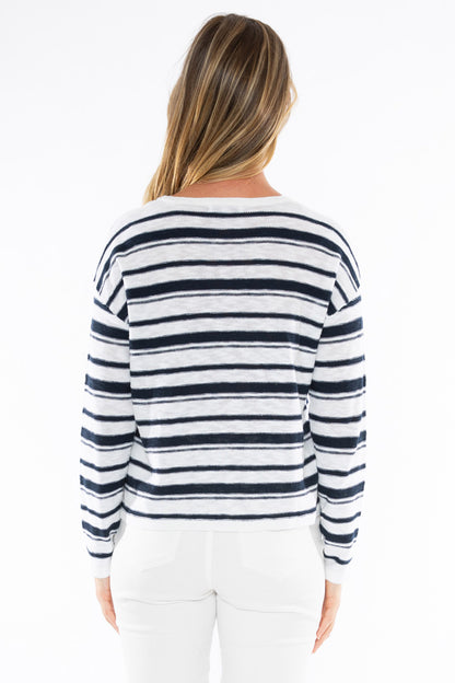 Women's Stripe Pullover in Blue and White